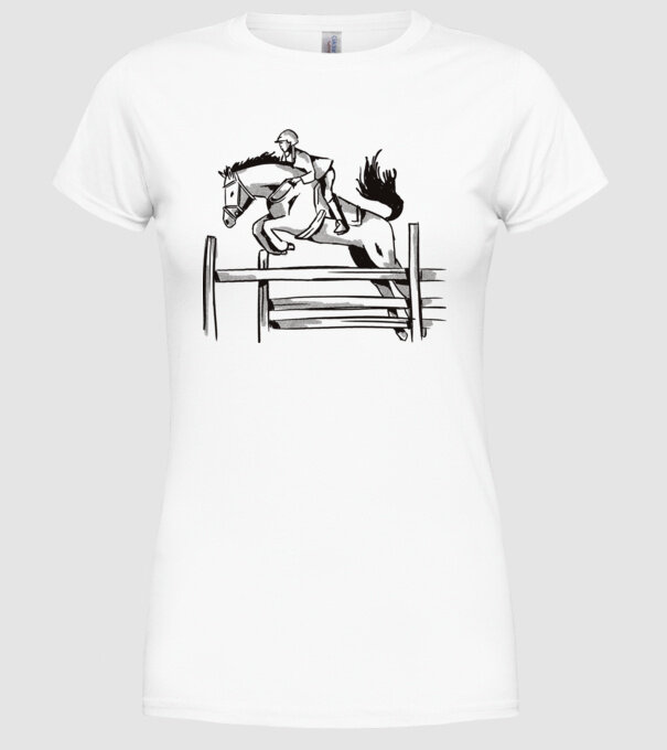 Călăreț model alb pe tricou