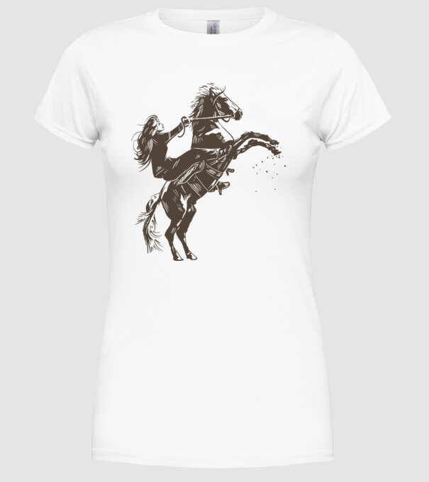 Fată cu cal model alb pe tricou