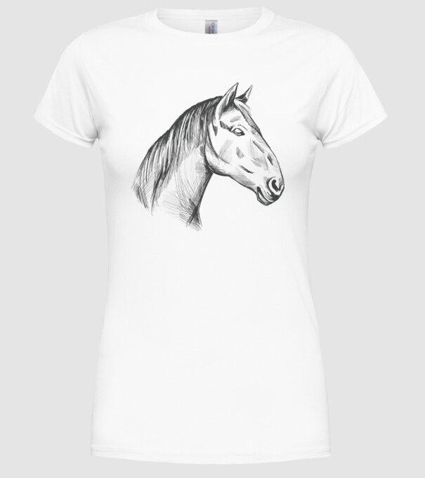 Desen cu cal model alb pe tricou