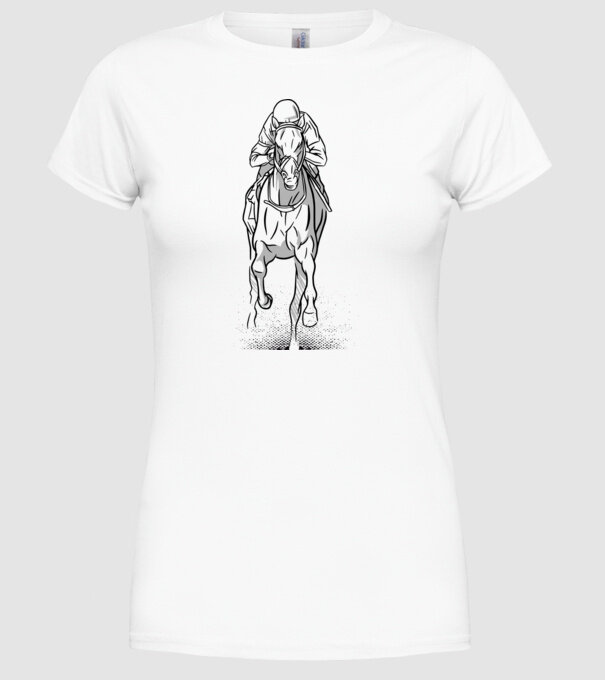 Cursă de cai model alb pe tricou