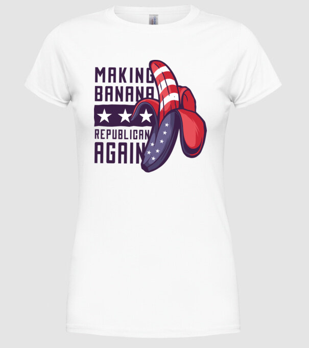 Make Banana Republican Again model alb pe tricou