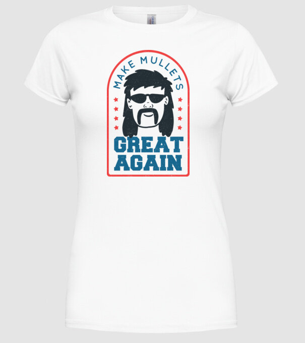 Make Mullets Great Again model alb pe tricou