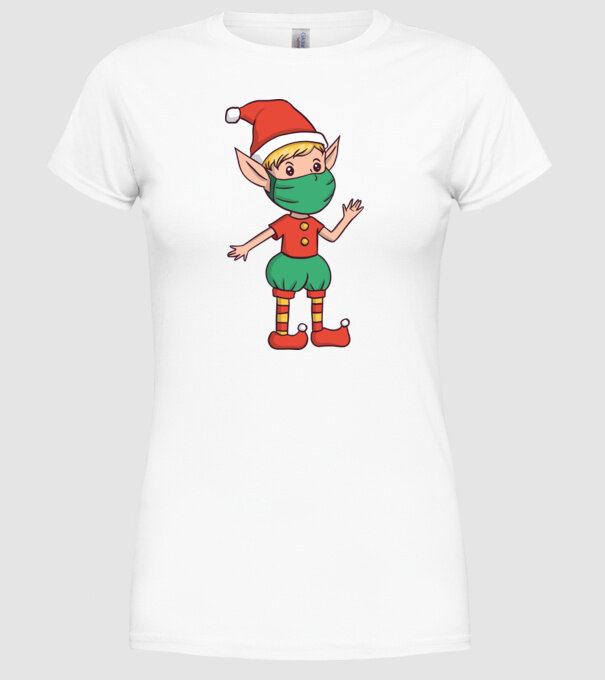 Elf cu mască model alb pe tricou
