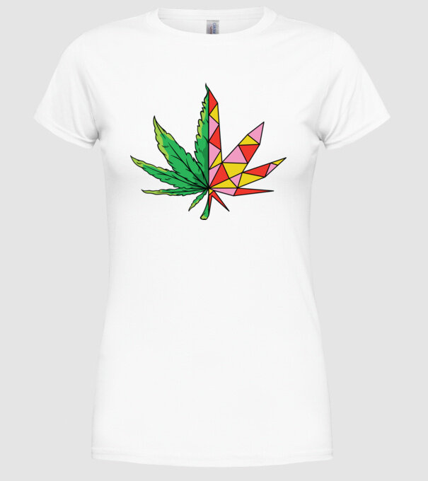 Frunză de marijuana model alb pe tricou