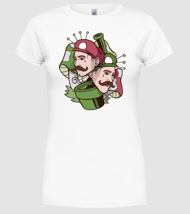 Mario și Luigi model alb pe tricou