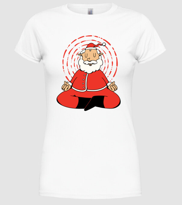 Moș Crăciun meditând model alb pe tricou