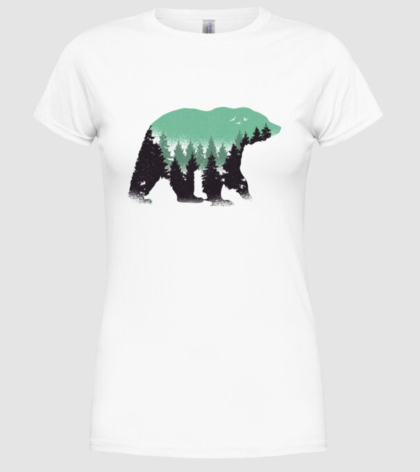 Urs pădure Natură tricou model alb pe tricou
