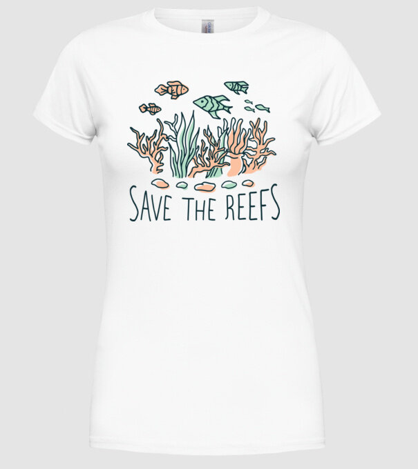 Salvează recifele de corali model alb pe tricou