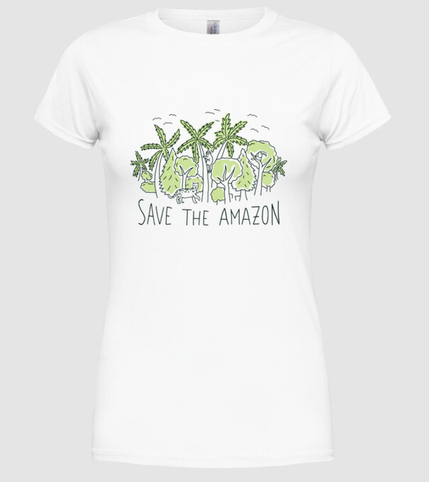Salvează Pădurea Amazoniană model alb pe tricou