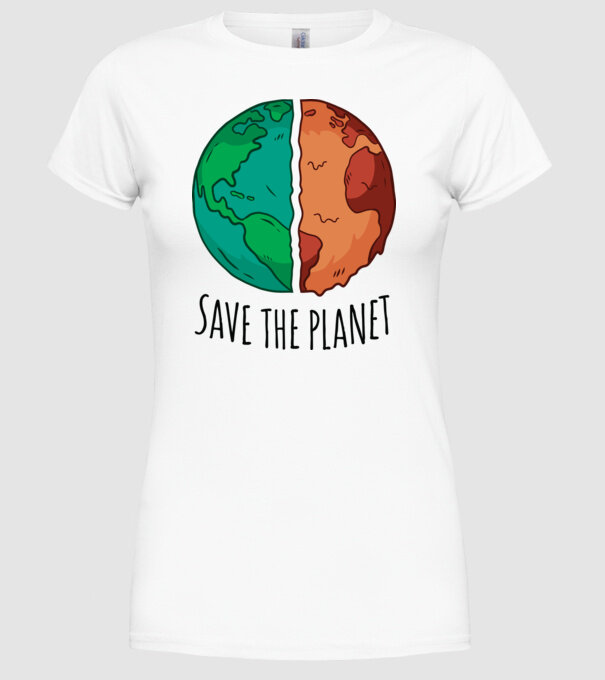Salvați planeta model alb pe tricou
