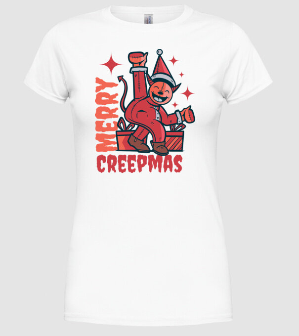 Merry Creepmas model alb pe tricou