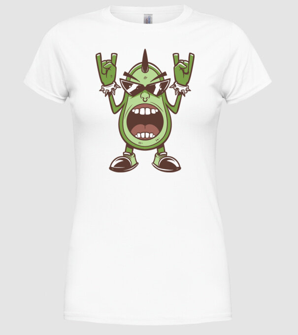 Avocado Metal model alb pe tricou