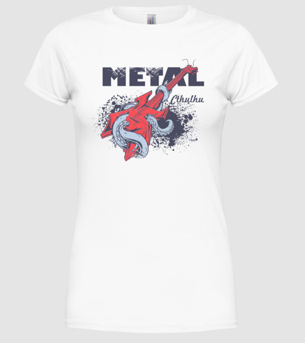 Metal Cthulhu model alb pe tricou