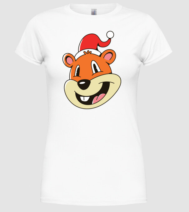 Moș Crăciun Veveriță model alb pe tricou