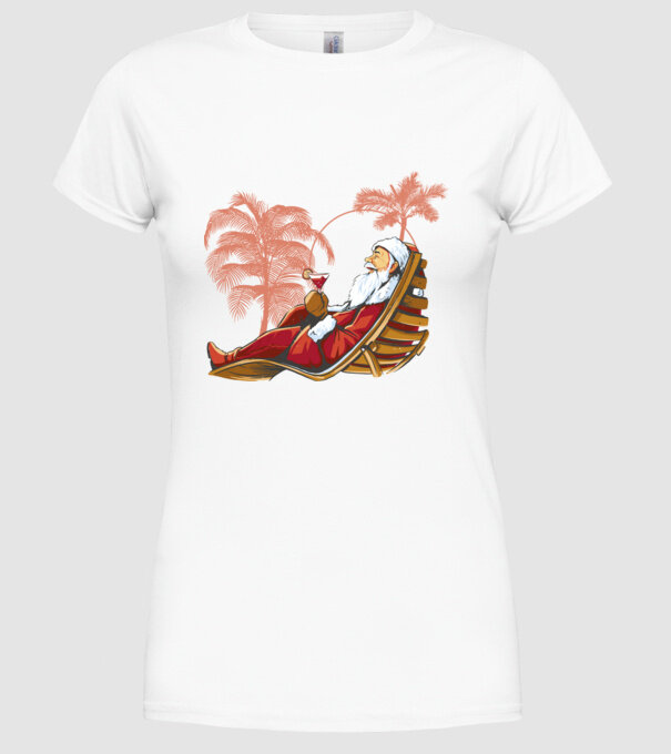 Moș Crăciun În vacanță model alb pe tricou