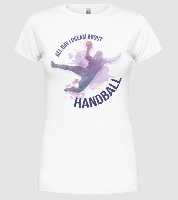 Visez la handbal în fiecare zi model alb pe tricou