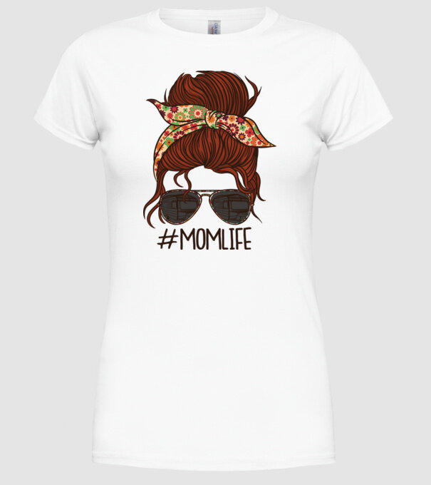 Momlife Hashtag model alb pe tricou