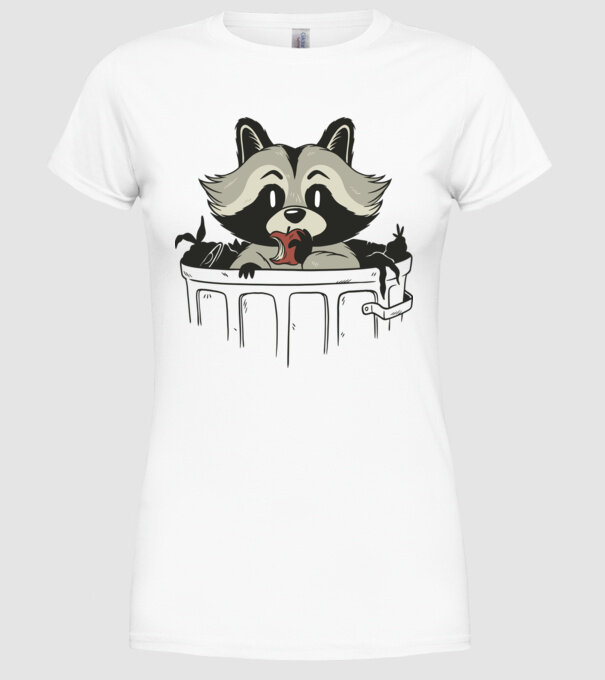 Raton în coș de gunoi model alb pe tricou