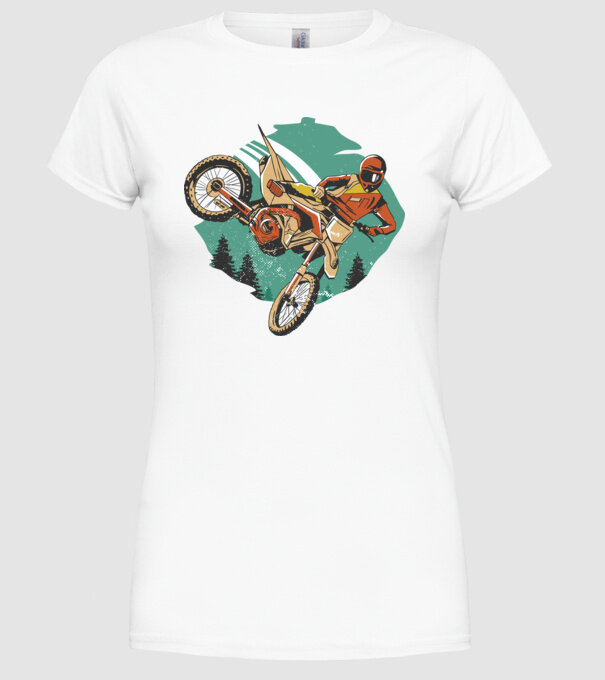 Motociclist motocros model alb pe tricou