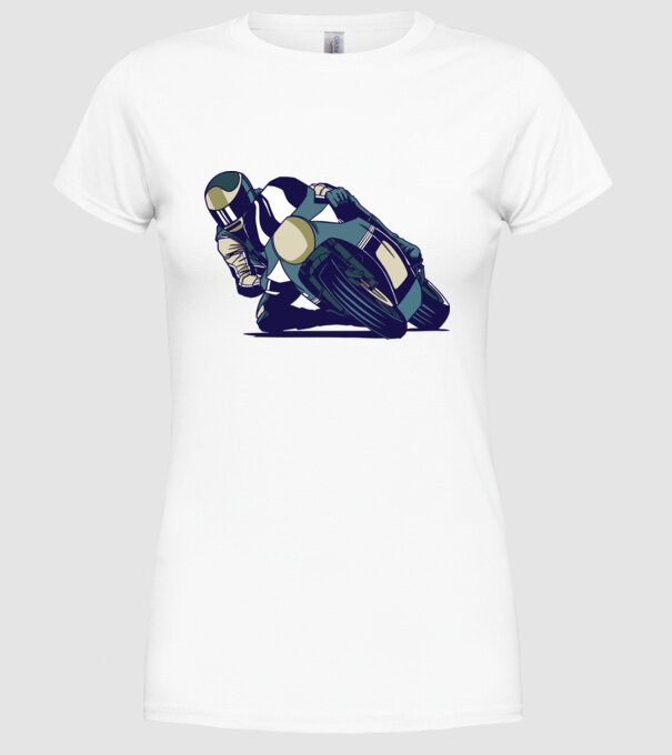 Concurent motocicletă model alb pe tricou
