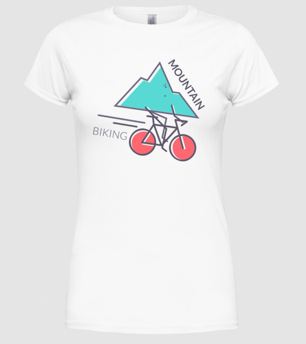 Mountain Biking model alb pe tricou