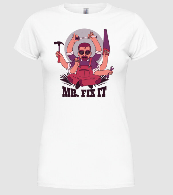Dl. Fix It - om priceput la toate model alb pe tricou