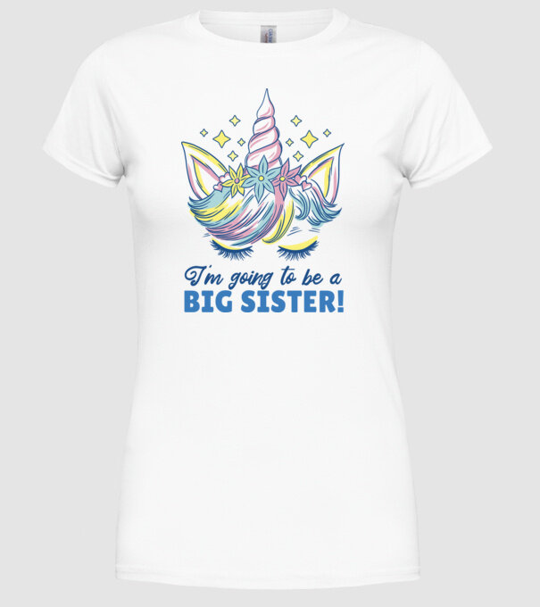 O să fiu un frate mai mare Unicorn model alb pe tricou