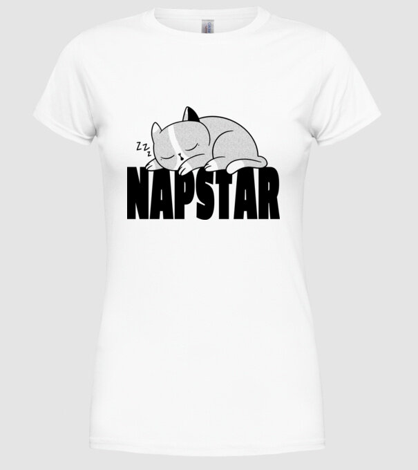 Pisică Napstar model alb pe tricou