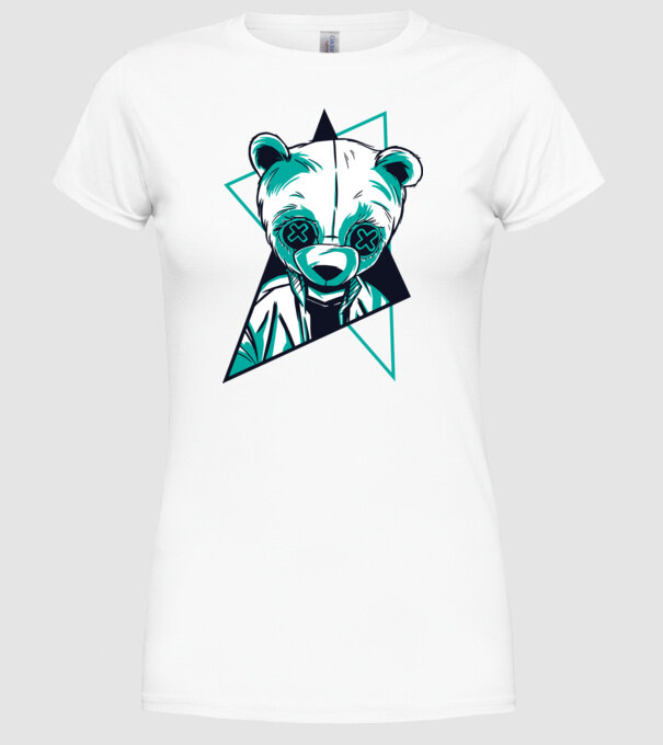 Panda Neon model alb pe tricou