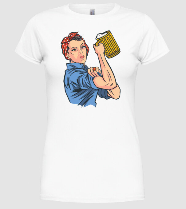 Emanciparea femeilor Bere model alb pe tricou