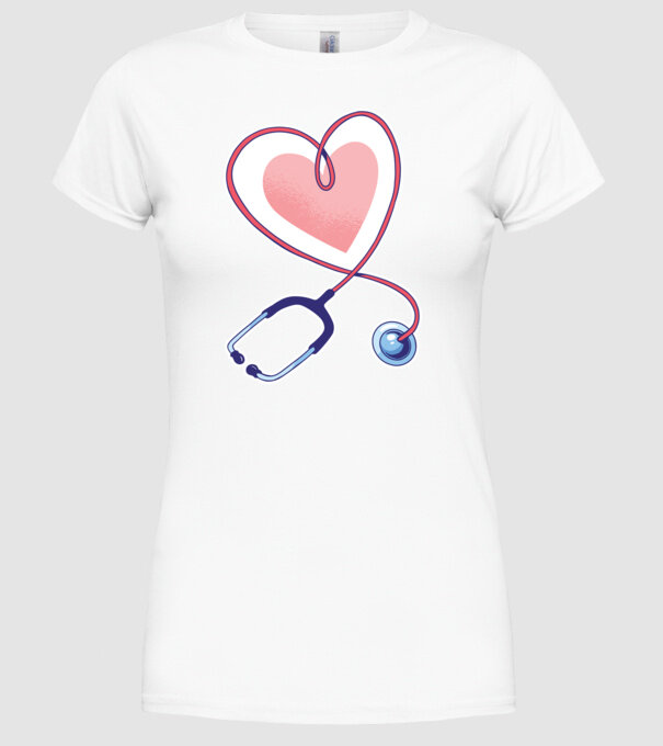 Soră Asistentă Stetoscop model alb pe tricou