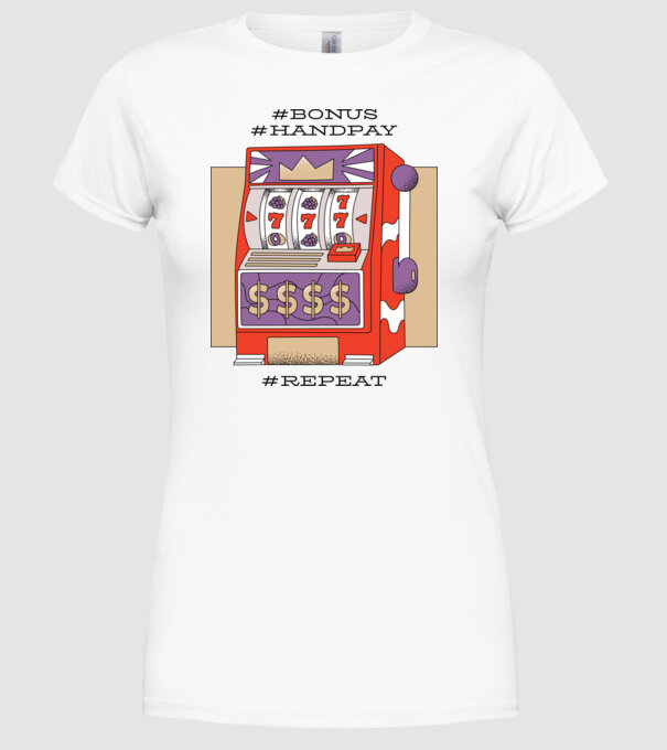 Slot machine model alb pe tricou