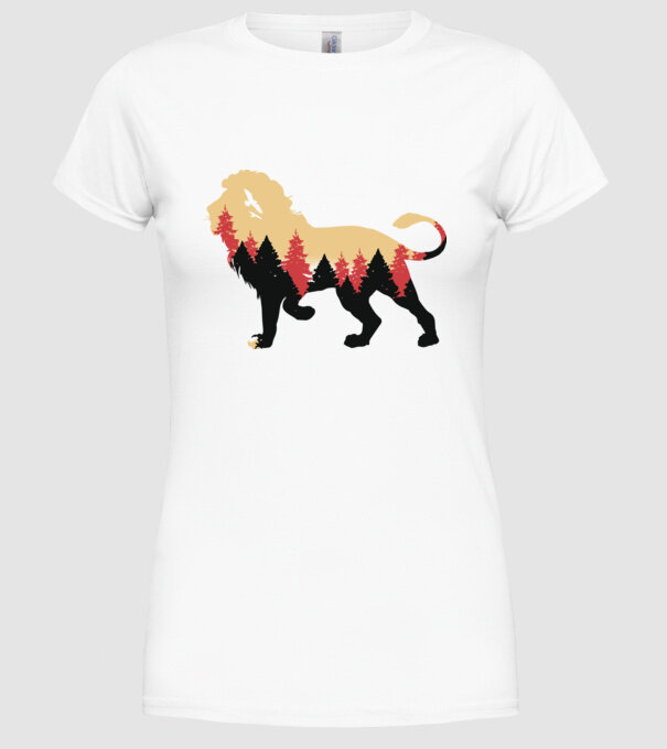 Siluetă Leu model alb pe tricou