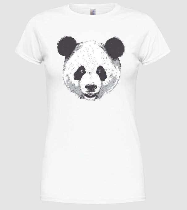 Cap de panda model alb pe tricou