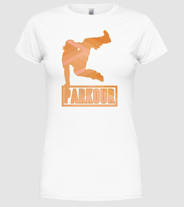 Tricou Parkour cu inscripție model alb pe tricou