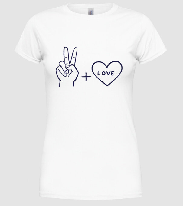 Peace + Love model alb pe tricou