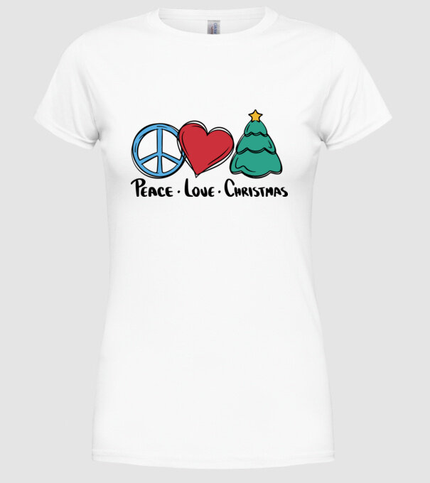 Peace Love Crăciun model alb pe tricou