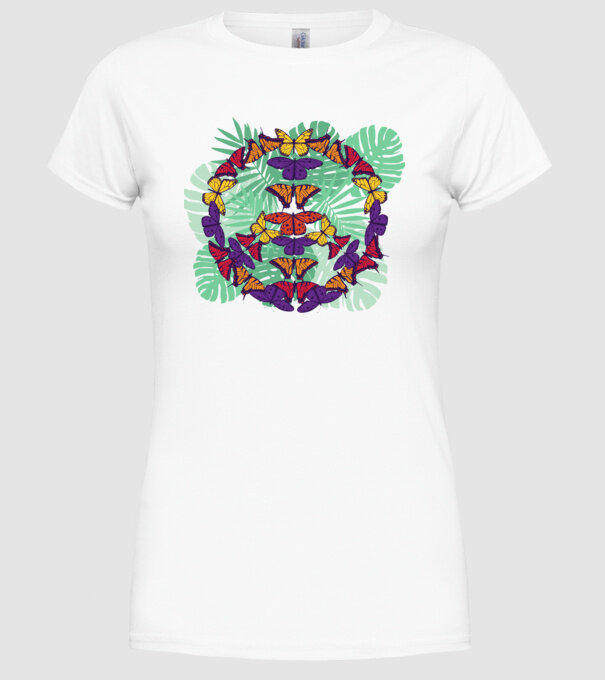 Peace tricou cu fluturi model alb pe tricou