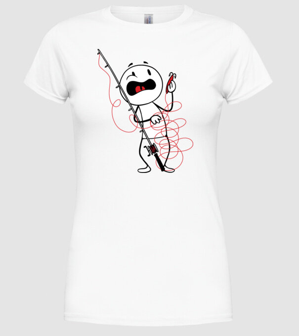 Încurcătură pescar model alb pe tricou