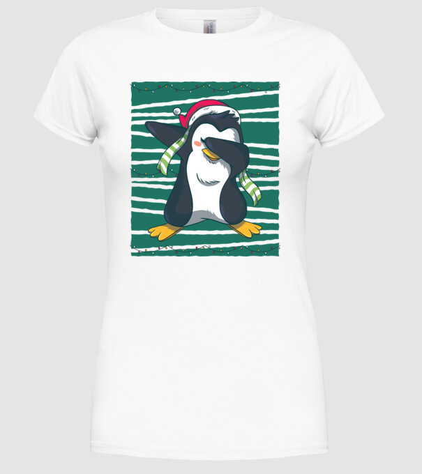 Pinguin DAB Crăciun model alb pe tricou
