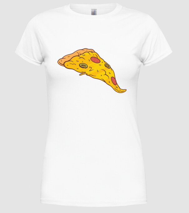 Felie de pizza Cuplu model alb pe tricou