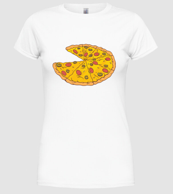 Felii de pizza Cuplu model alb pe tricou