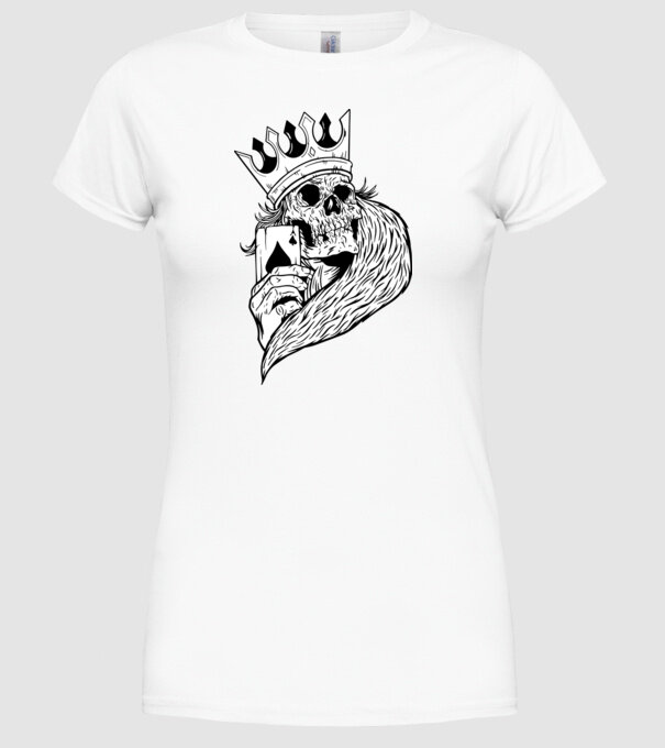 Craniu Poker model alb pe tricou