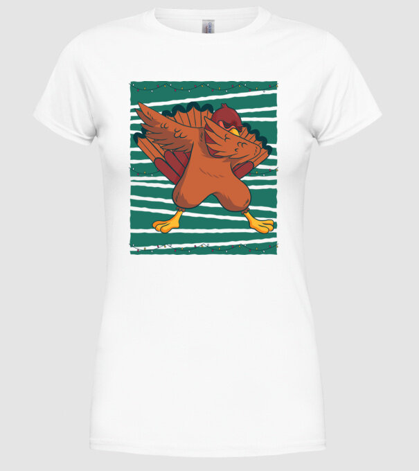 Curcan DAB Ziua Recunoștinței Thanksgiving model alb pe tricou