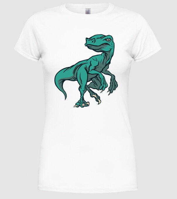 Dinozaur Raptor model alb pe tricou