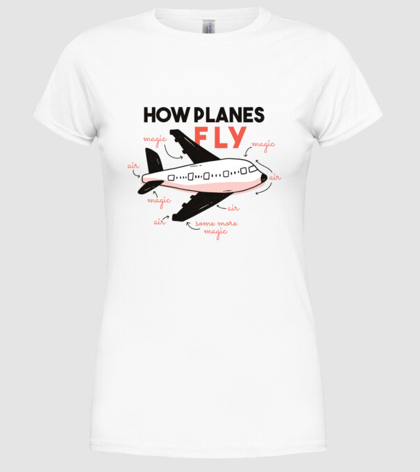 Descriere zbor model alb pe tricou
