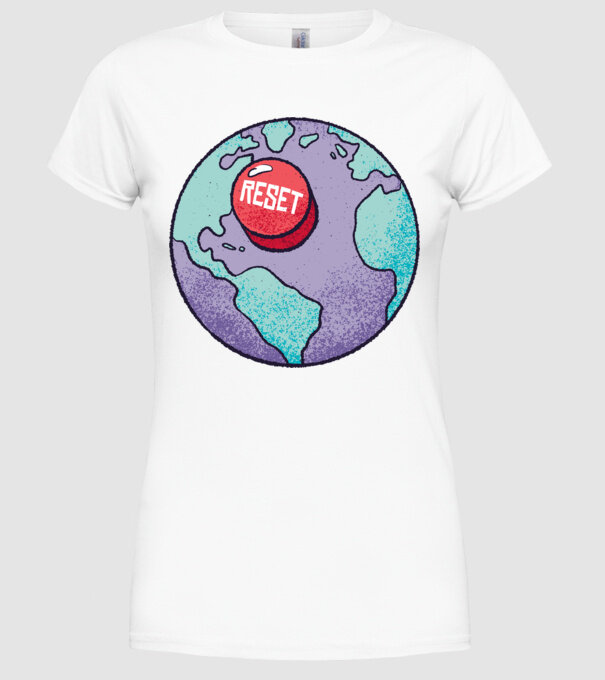 Reset Pământ model alb pe tricou