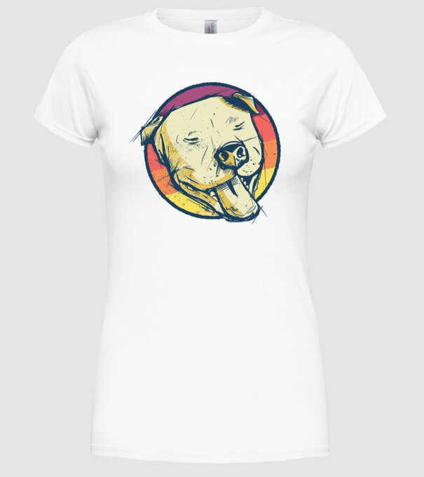 Cap Pitbull retro model alb pe tricou