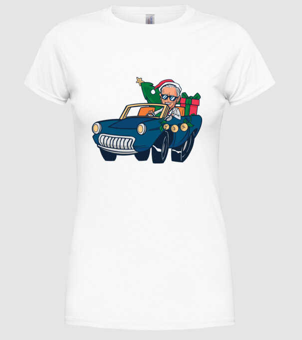 Ridin with Biden Crăciun model alb pe tricou