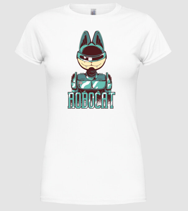 Robocat - Pisică Robot model alb pe tricou